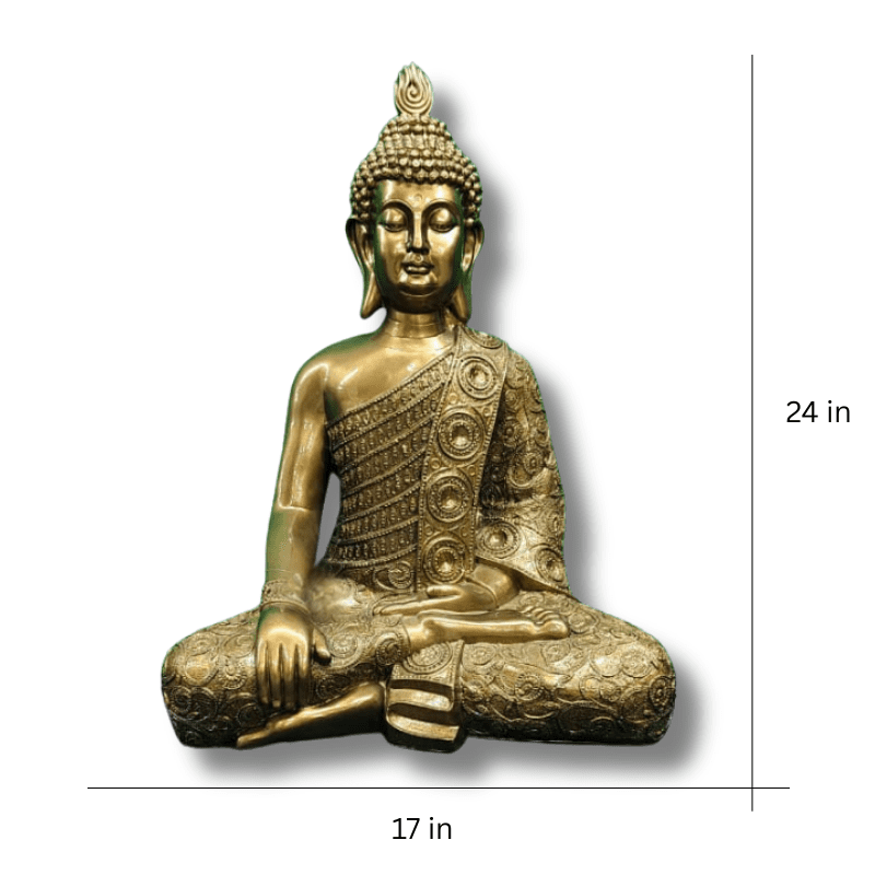 Meditating Buddha Resin Statue with Copper Finish – 24-Inch Decorative Spiritual Sculpture