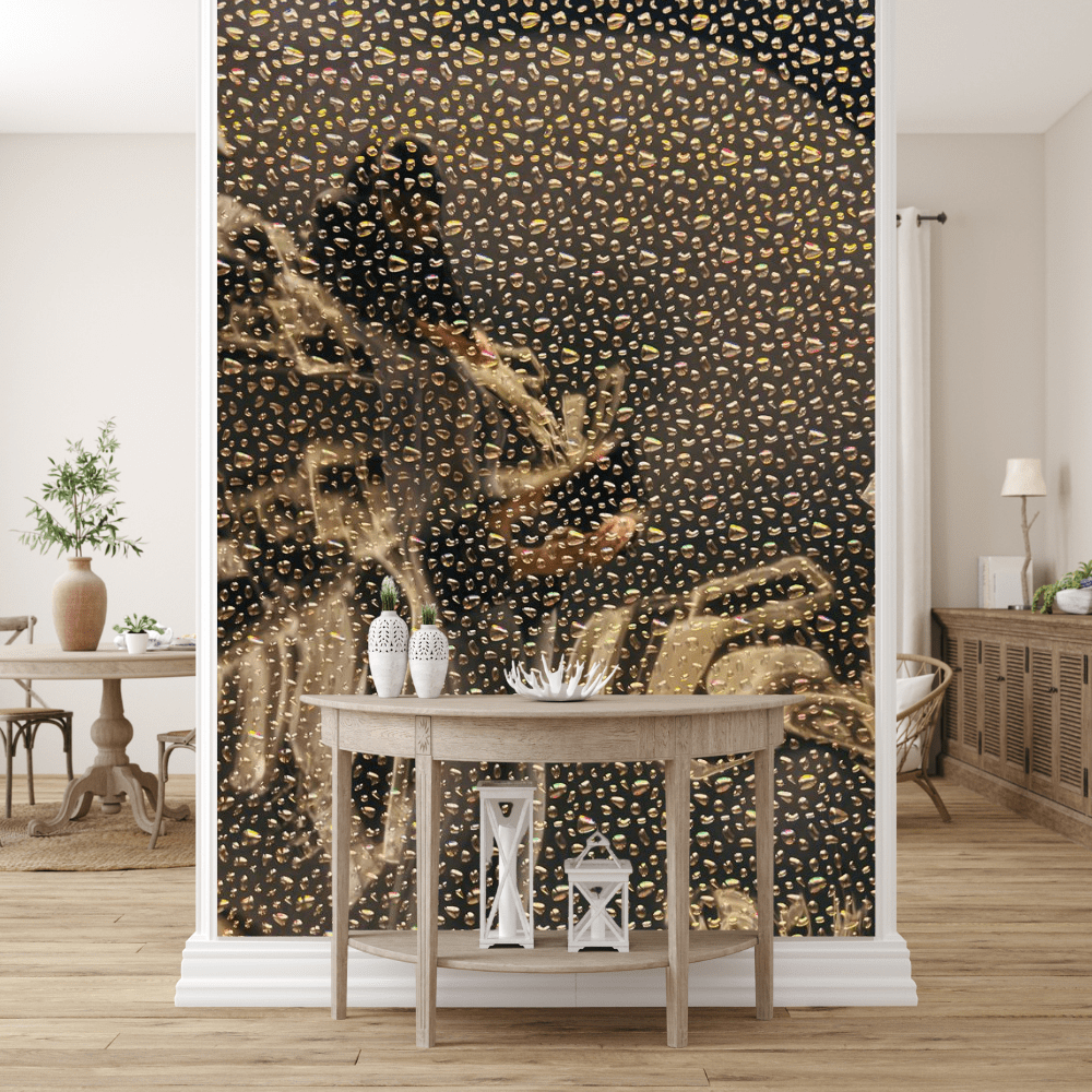 Midnight Gold Droplet Decorative Sheet | Textured Designer Panel (4 ft & 8 ft)